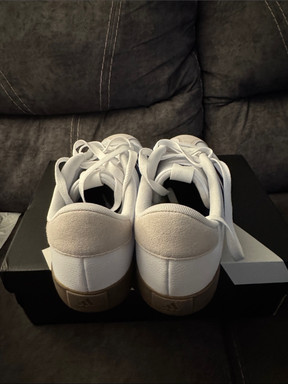 adidas White Black Athletic Sneakers with Gum Sole - Picture 9 of 10